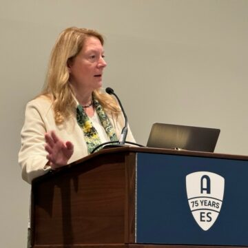 Jackie Green of Nexonic and Chairperson of new AES Task Group for UWB presenting at UWB new wireless tech AES NY 23